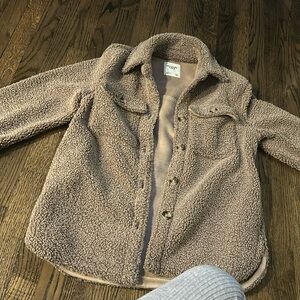 Abercrombie and Fitch women’s purple fuzzy button up jacket